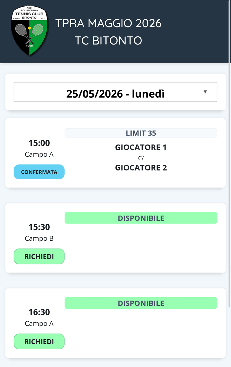 Inserimento Giocatori
