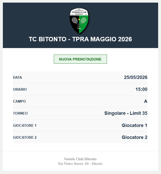 Conferma Prenotazione